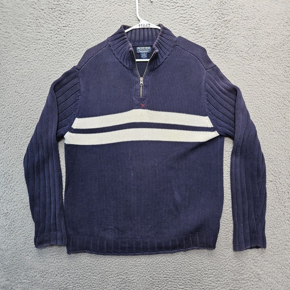 Polo Jeans Company Sweater Pullover Mens‎ Size Large Navy Blue 1/4 Zip